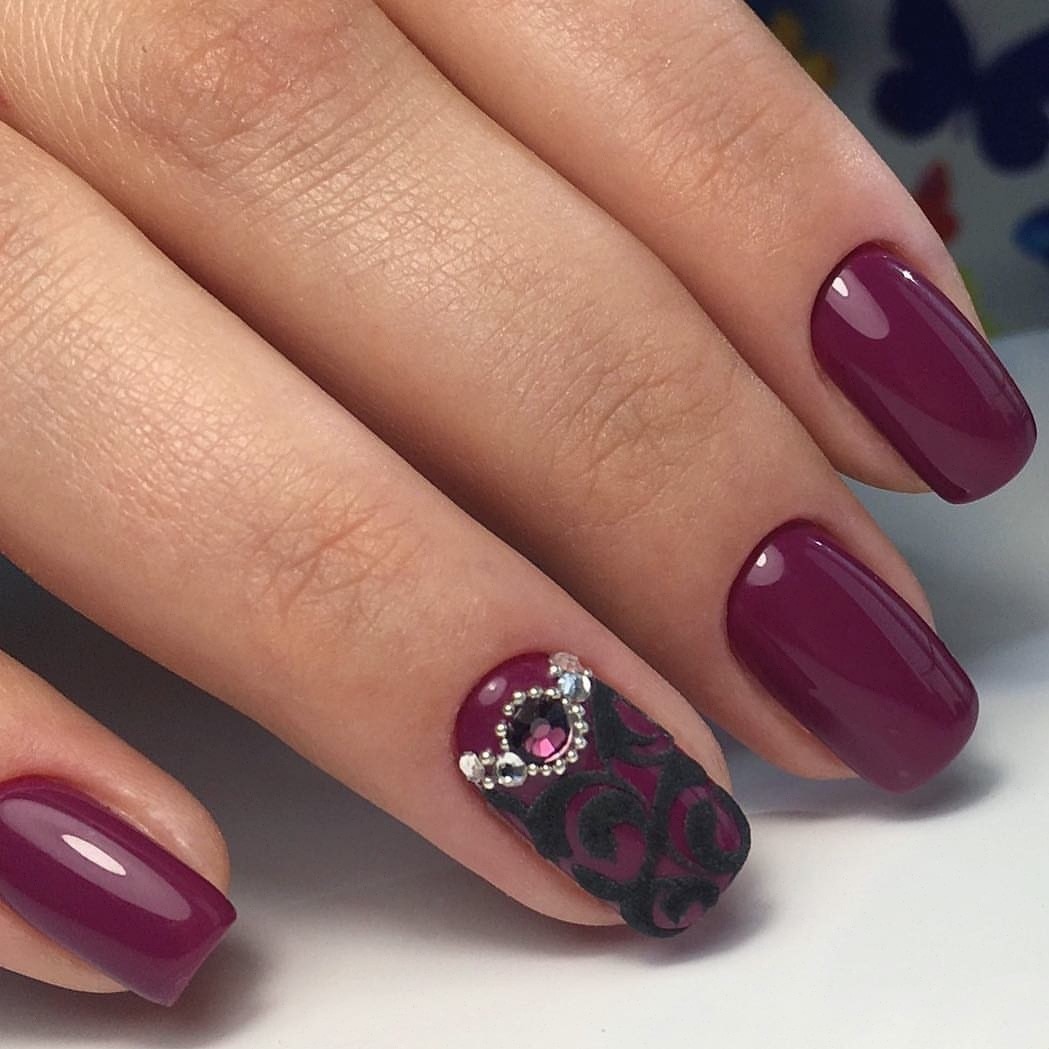 дизайн ногтей вишневого цвета
