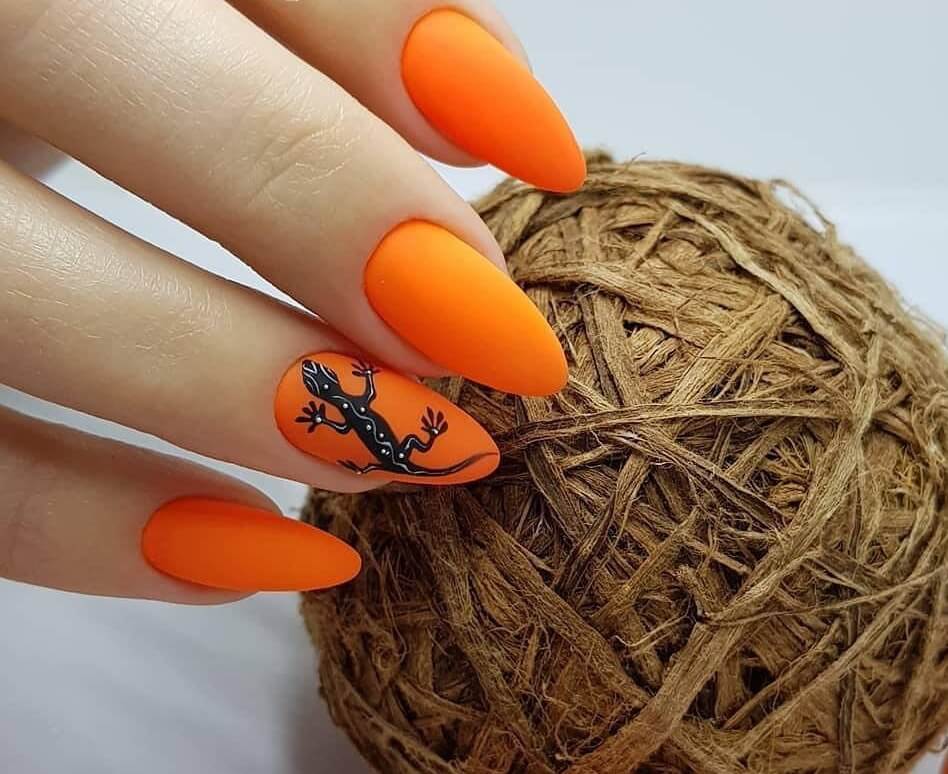дизайн ногтей ярко оранжевый