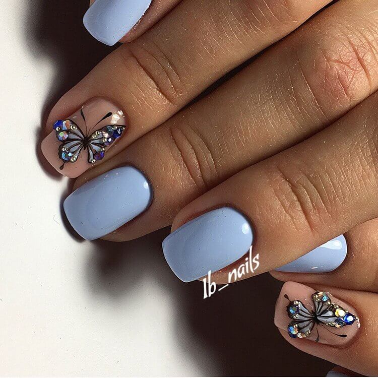маникюр бабочки на ногтях фото