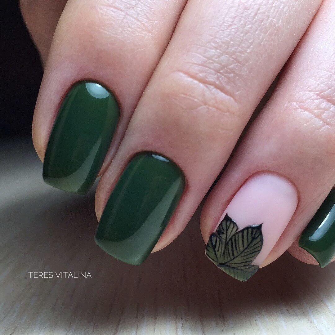 зеленый маникюр на короткие ногти фото